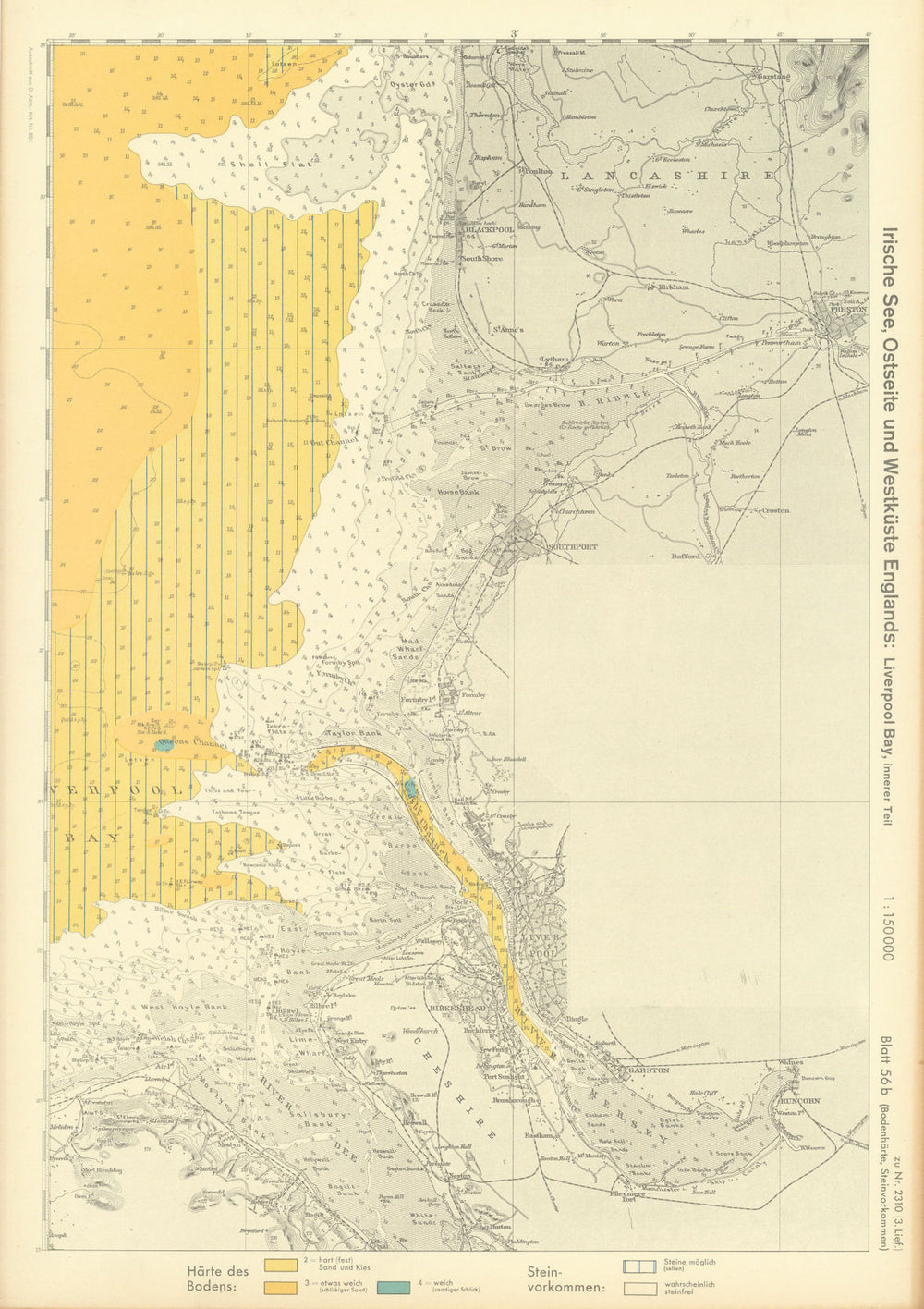 56b. Liverpool Bay. Ribble Estuary Lancashire coast. KRIEGSMARINE Nazi map 1940
