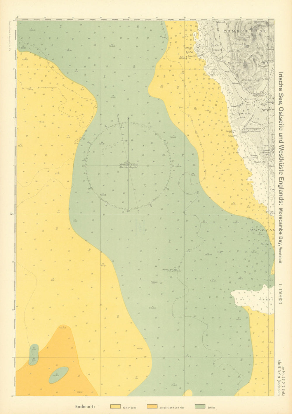 57a. Cumbria coast. Irish Sea. Barrow-in-Furness. KRIEGSMARINE Nazi map 1940