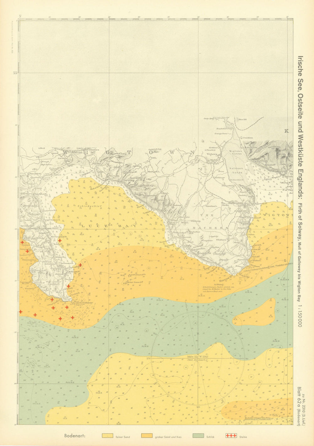 62a. Wigtownshire Luce Bay Machars Rhins of Galloway. KRIEGSMARINE Nazi map 1940