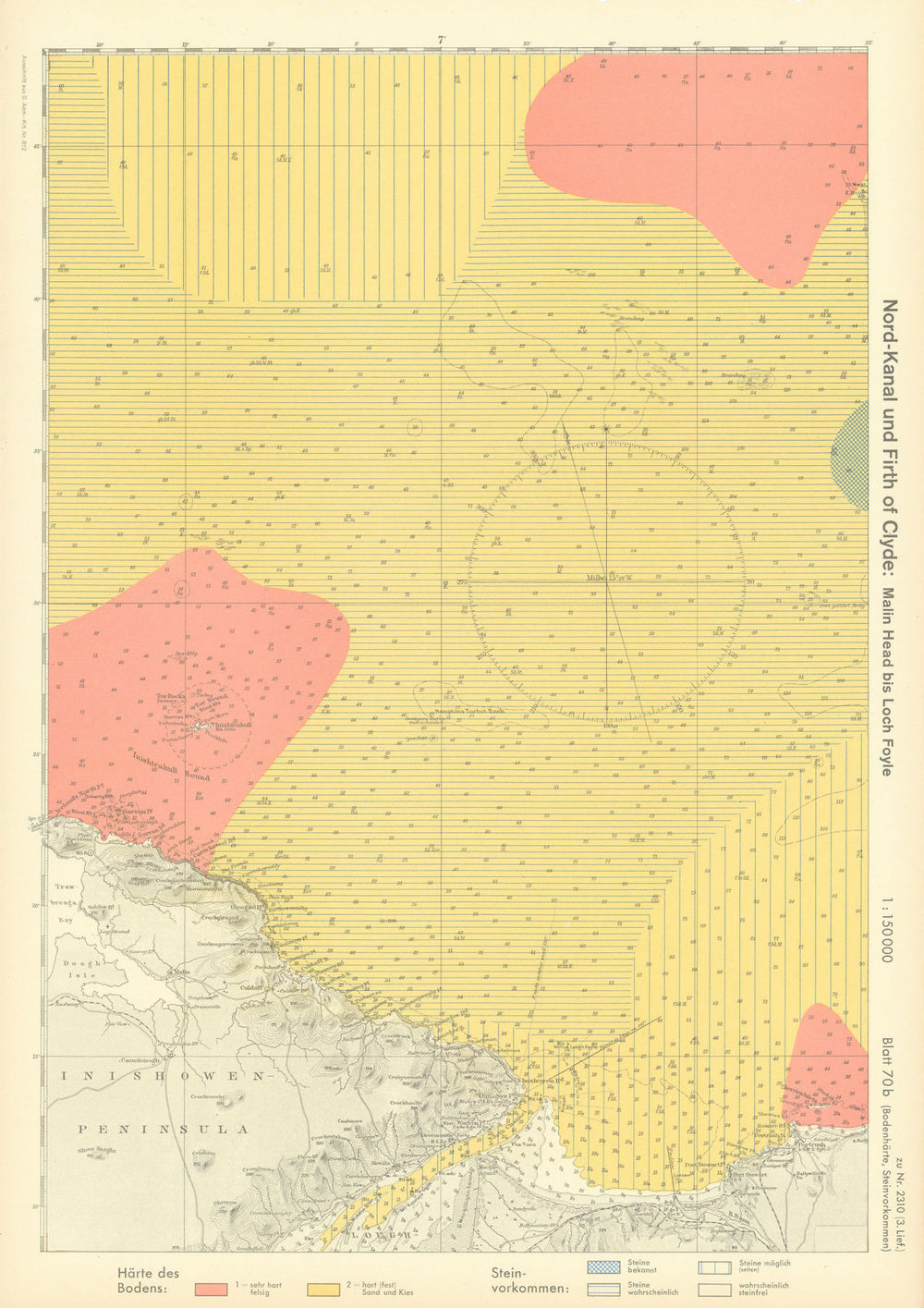 70b. Inishowen Loch Foyle. Donegal Derry coast. KRIEGSMARINE Nazi map 1940