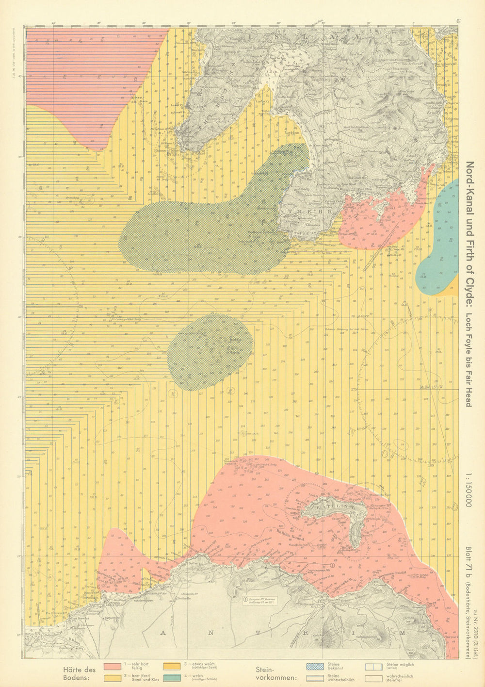 71b. North Channel Antrim Islay coast Argyll. KRIEGSMARINE Nazi map 1940