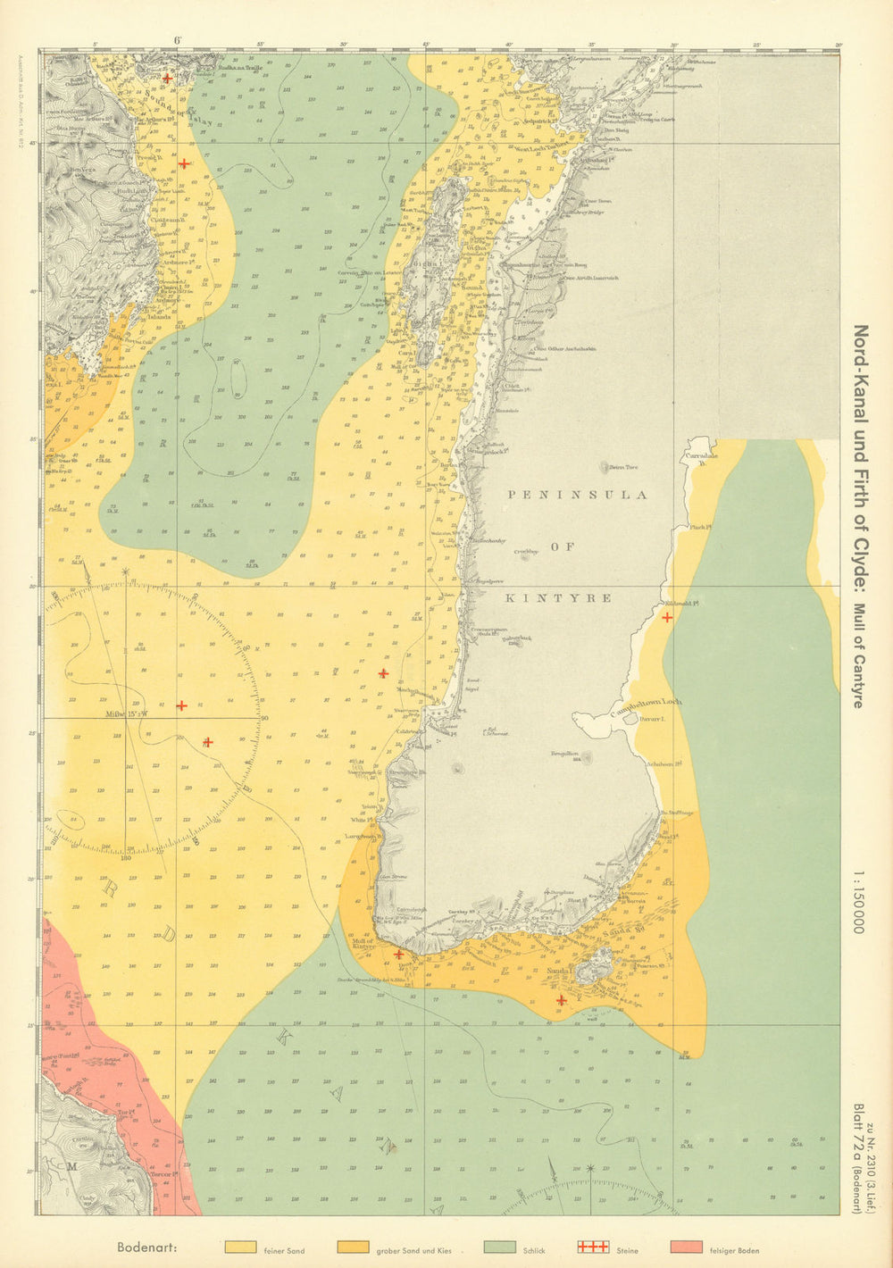 72a. North Channel. Mull of Kintyre. Islay Argyll. KRIEGSMARINE Nazi map 1940