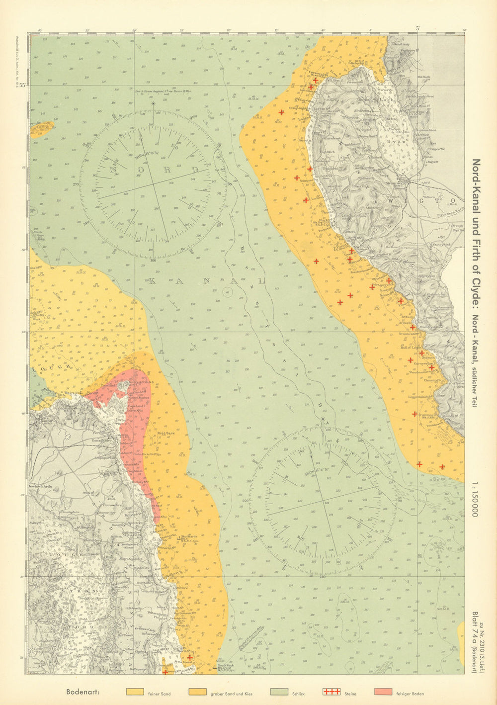 74a. North Channel. County Down Rhins of Galloway. KRIEGSMARINE Nazi map 1940