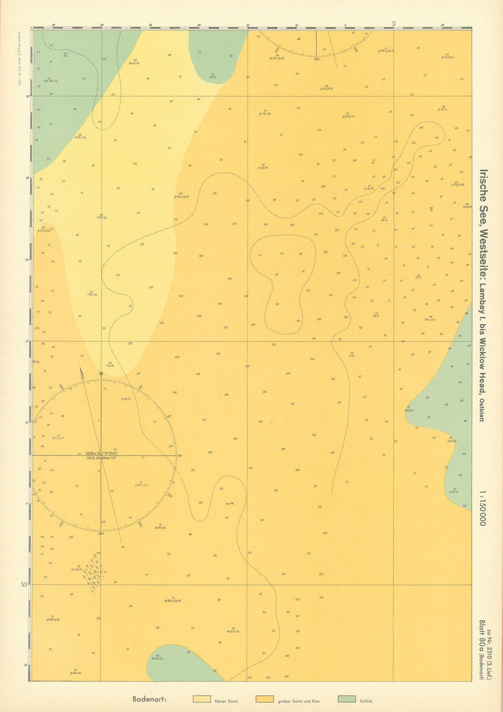 80a. Irish Sea, west of Anglesey and Llyn peninsula. KRIEGSMARINE Nazi map 1940