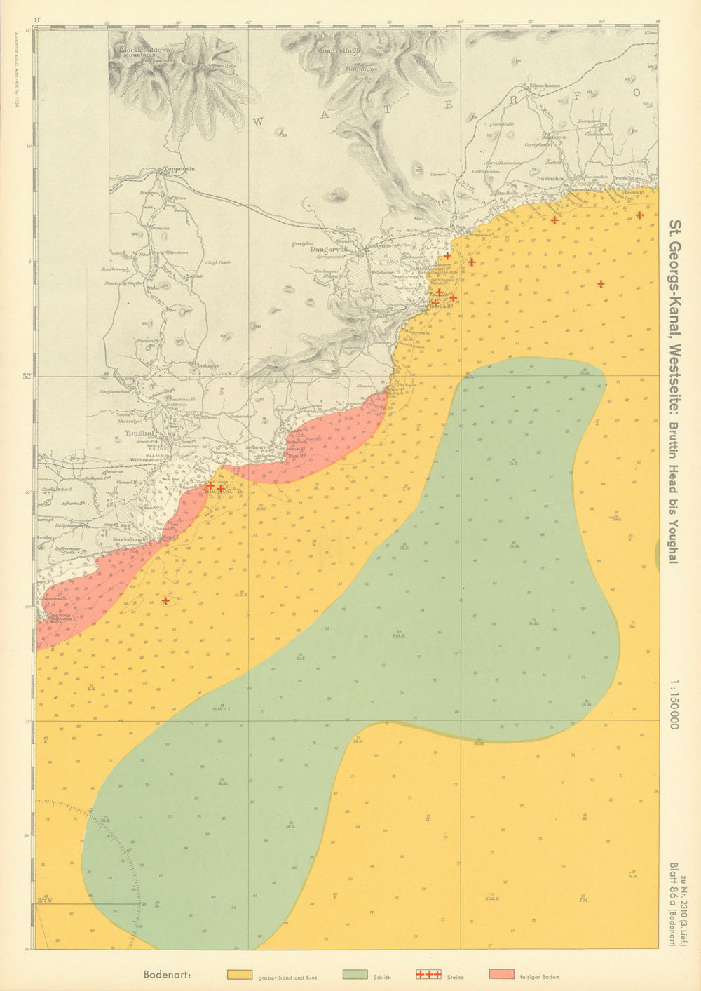 86a. Ireland coast. County Waterford Cork. Youghal. KRIEGSMARINE Nazi map 1940