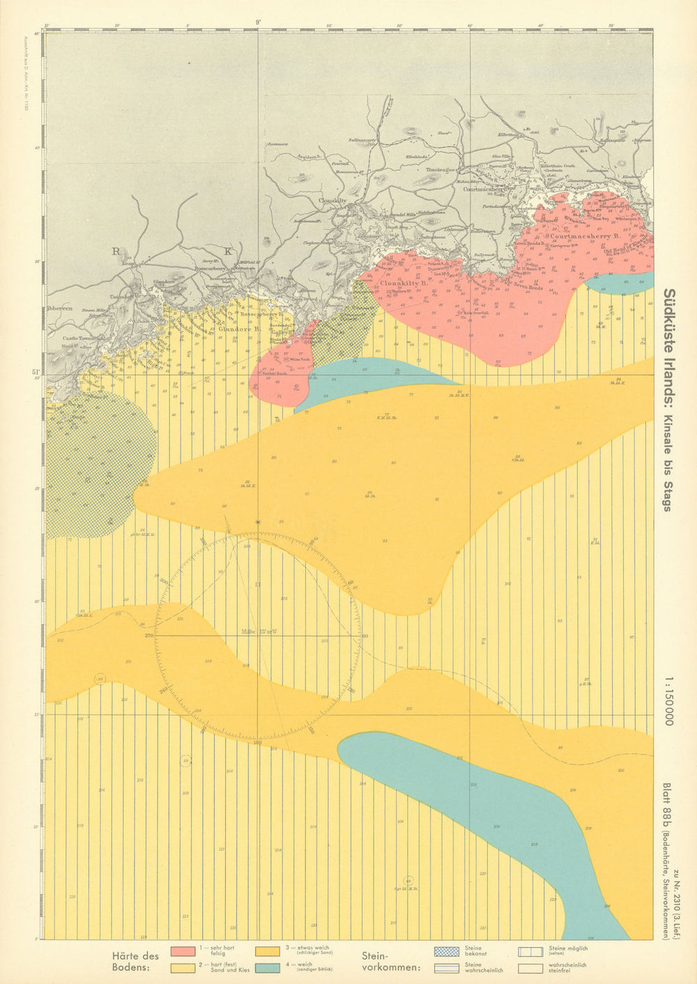 88b. Ireland coast County Cork Clonakilty Kinsale. KRIEGSMARINE Nazi map 1940