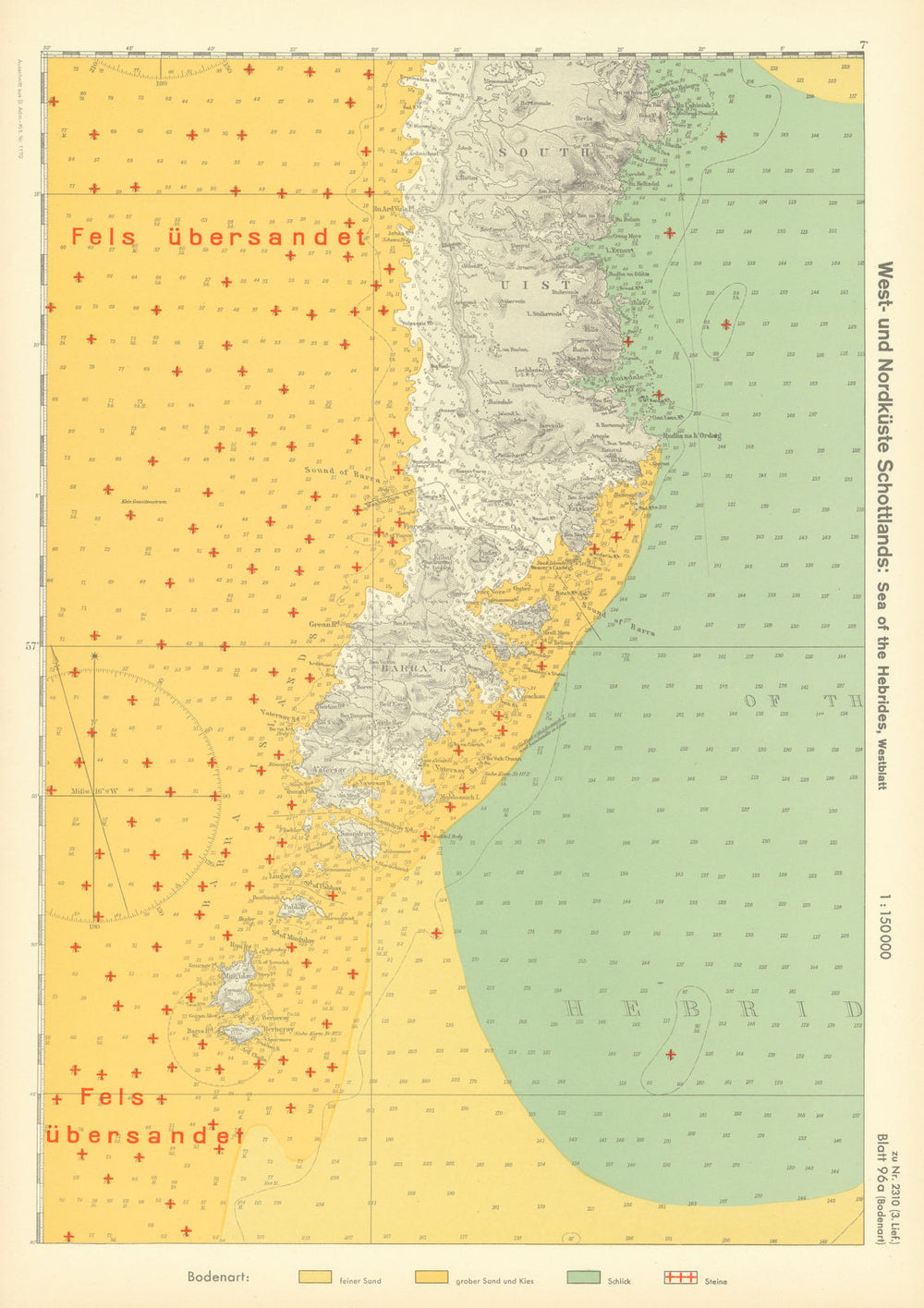96a. South Uist Barra Bishop's Isles Hebrides. KRIEGSMARINE Nazi map 1940