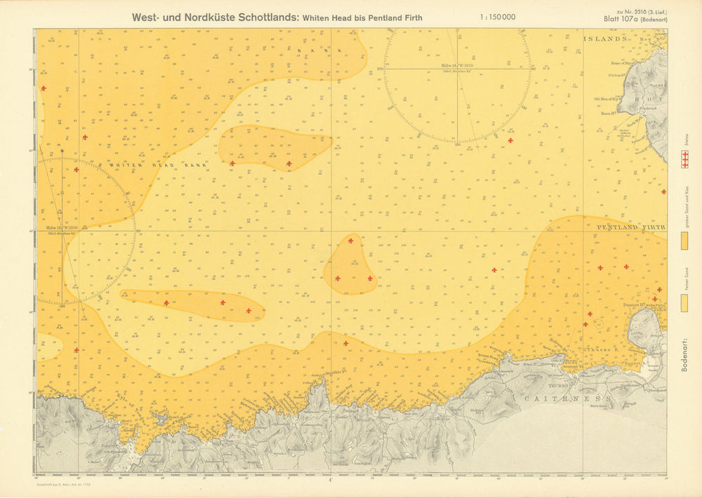 107a. Caithness Sutherland Hoy Orkney coast. KRIEGSMARINE Nazi map 1940