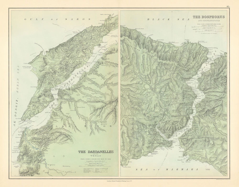 Bosphorus & Constantinople. Dardanelles & Troad. Istanbul. STANFORD 1887 map