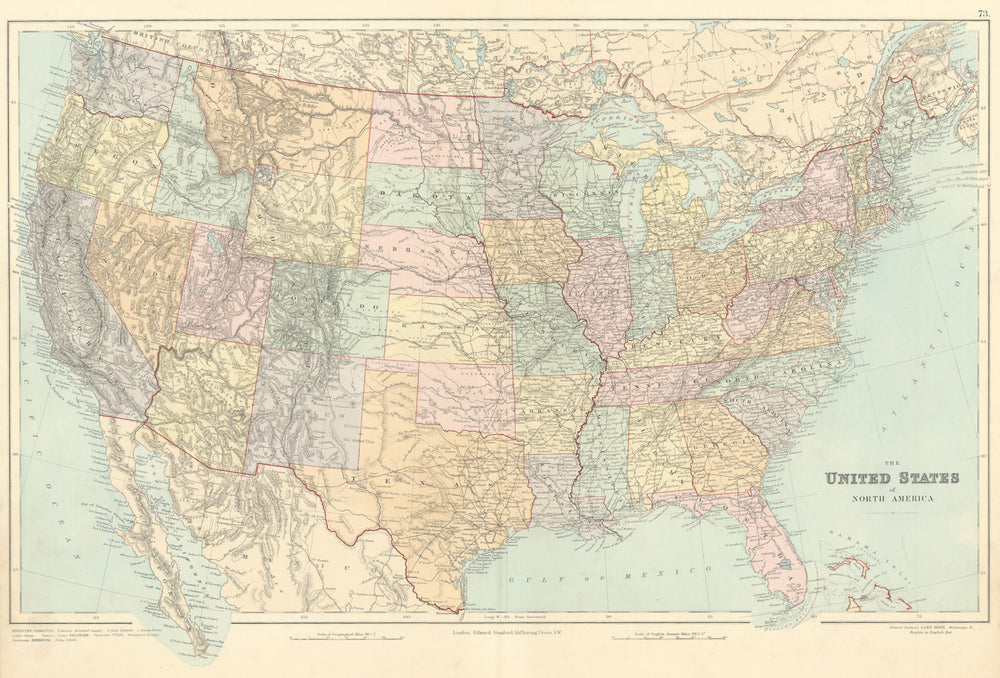 United States of America. North Dakota named State of Lincoln. STANFORD 1887 map