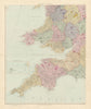 South-west England & South Wales. Large 62x51cm. STANFORD 1894 old antique map