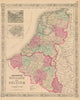 Johnson's Holland and Belgium. Benelux. Amsterdam & Brussels 1867 old map