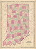 Johnson's Indiana. US state map showing counties 1865 old antique chart