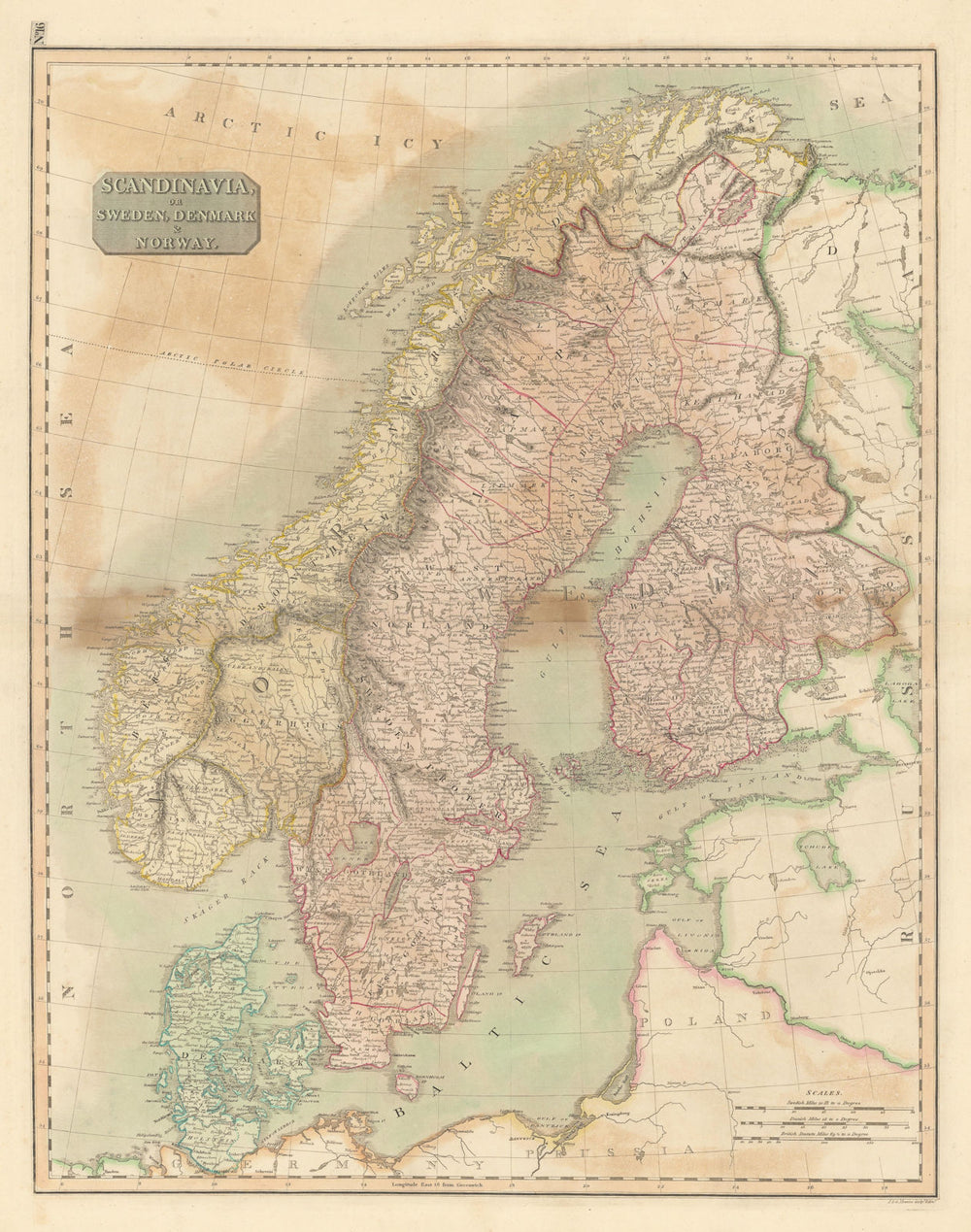 "Scandinavia, or Sweden, Denmark & Norway" Swedish Finland. THOMSON 1817 map