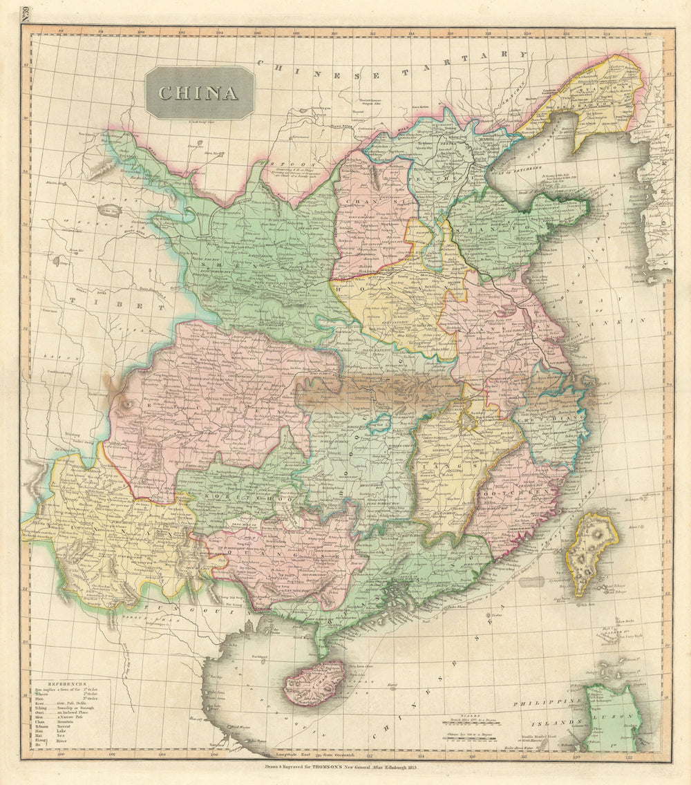 "China" showing route of George Macartney's Embassy in 1793. THOMSON 1817 map