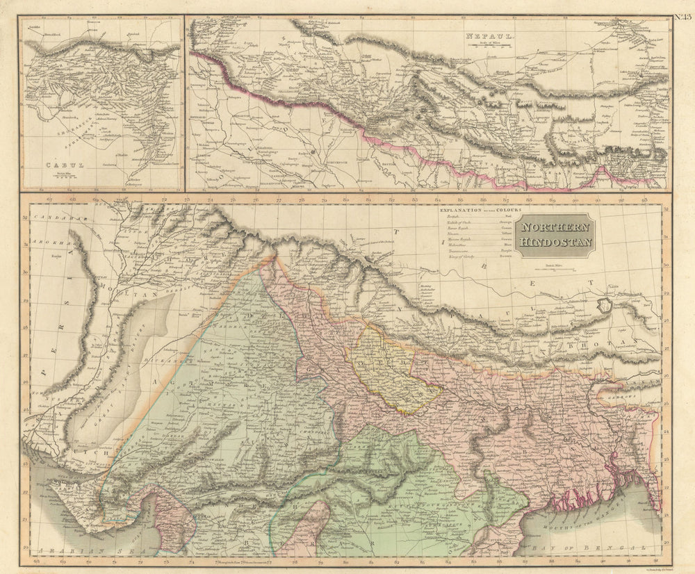 "Northern Hindostan" British India w/ Nepal & Cabul Afghanistan THOMSON 1817 map
