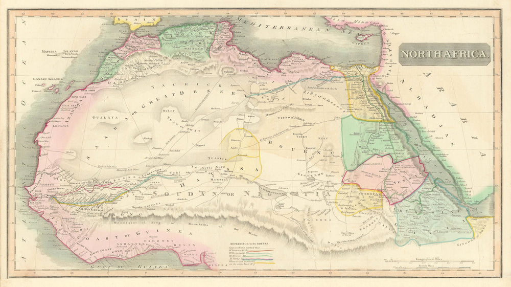 "North Africa". Salt mines. Saharan explorers'/caravan routes. THOMSON 1817 map