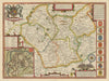 Leicestershire county map by John Speed. Henry Overton edition 1713 old