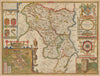 Darbieshire. Derbyshire county map by John Speed. Bassett/Chiswell edition 1676