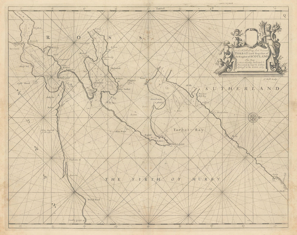 Firth of Murry. MORAY FIRTH sea chart Inverness Cromarty. COLLINS 1723 old map