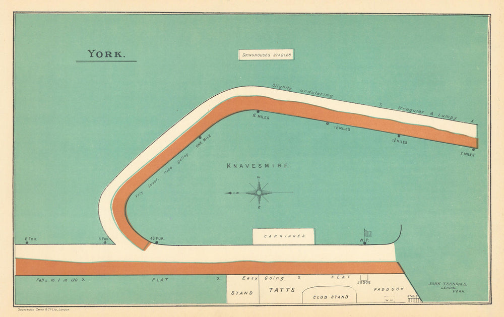 York racecourse, Yorkshire. Knavesmire. BAYLES 1903 old antique map plan chart