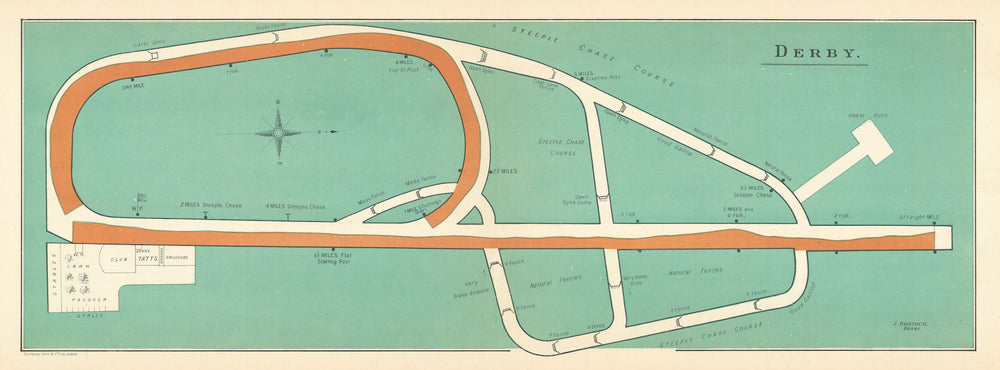 Derby racecourse, Derbyshire. Closed 1939. BAYLES 1903 old antique map chart