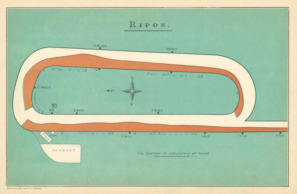 Ripon racecourse, Yorkshire. St. Wilfrid. BAYLES 1903 old antique map chart