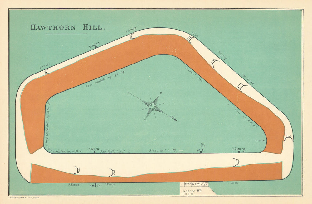 Hawthorn Hill racecourse, Berkshire. Closed 1939. BAYLES 1903 old antique map