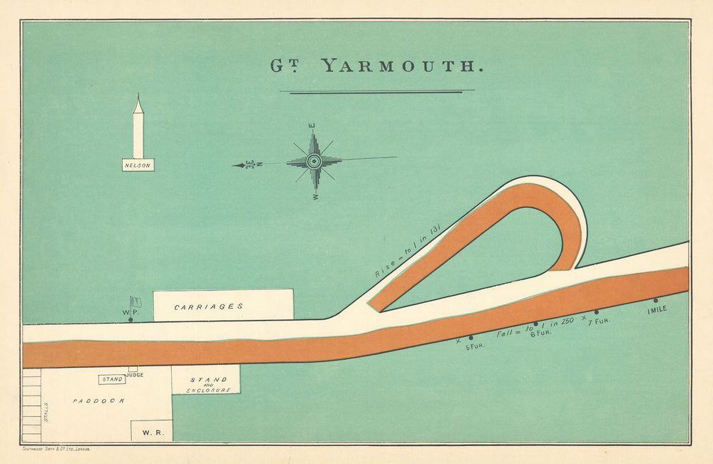 Great Yarmouth racecourse, Norfolk. BAYLES 1903 old antique map plan chart