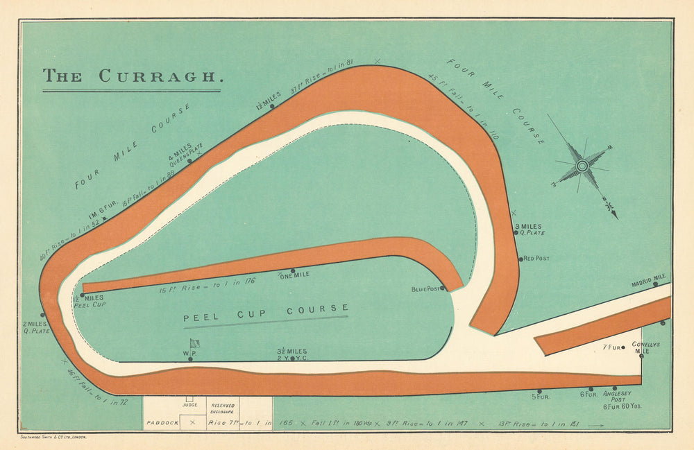 The Curragh racecourse, Ireland. Peel Cup course. BAYLES 1903 old antique map