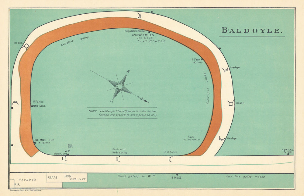 Baldoyle Metropolitan racecourse, Ireland. Closed 1972. BAYLES 1903 old map
