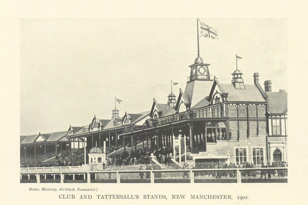 Club and Tattersall's Stands, Manchester race course, Castle Irwell 1902. 1903