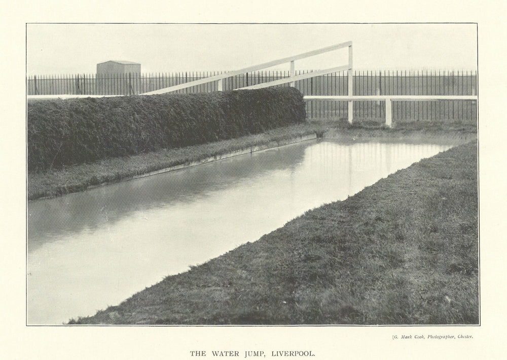 The Water Jump, Liverpool. Aintree Grand National. Horse racing 1903 old print