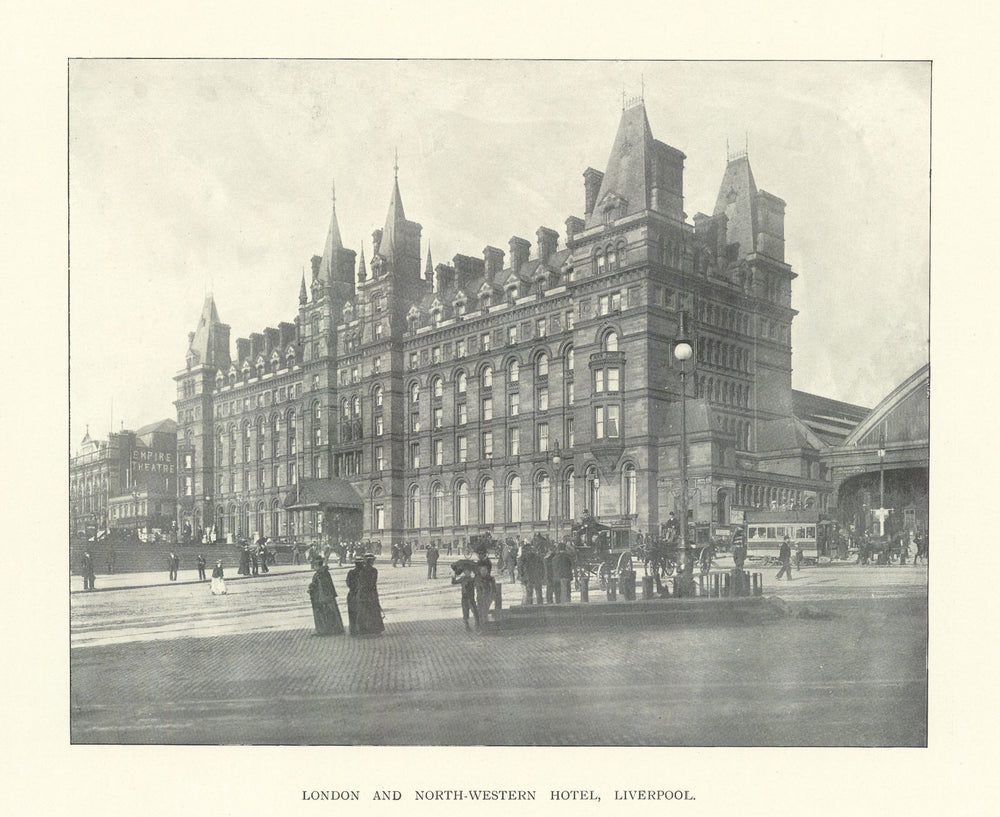 London and North-Western Hotel, Liverpool 1903 old antique print picture
