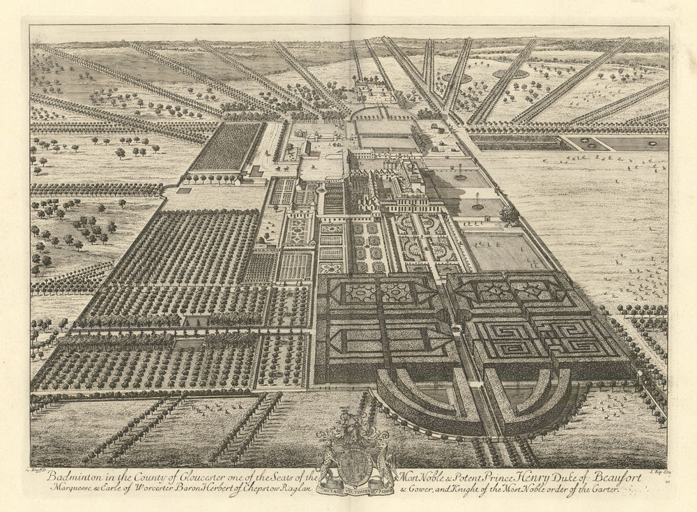Badminton House by Kip/Knyff. Pl.10 "Badminton in the County of Gloucester" 1709