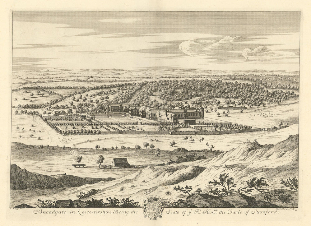 Bradgate House & Park. "Broadgate in Leicestershire" by Hulsberg & Knyff 1709
