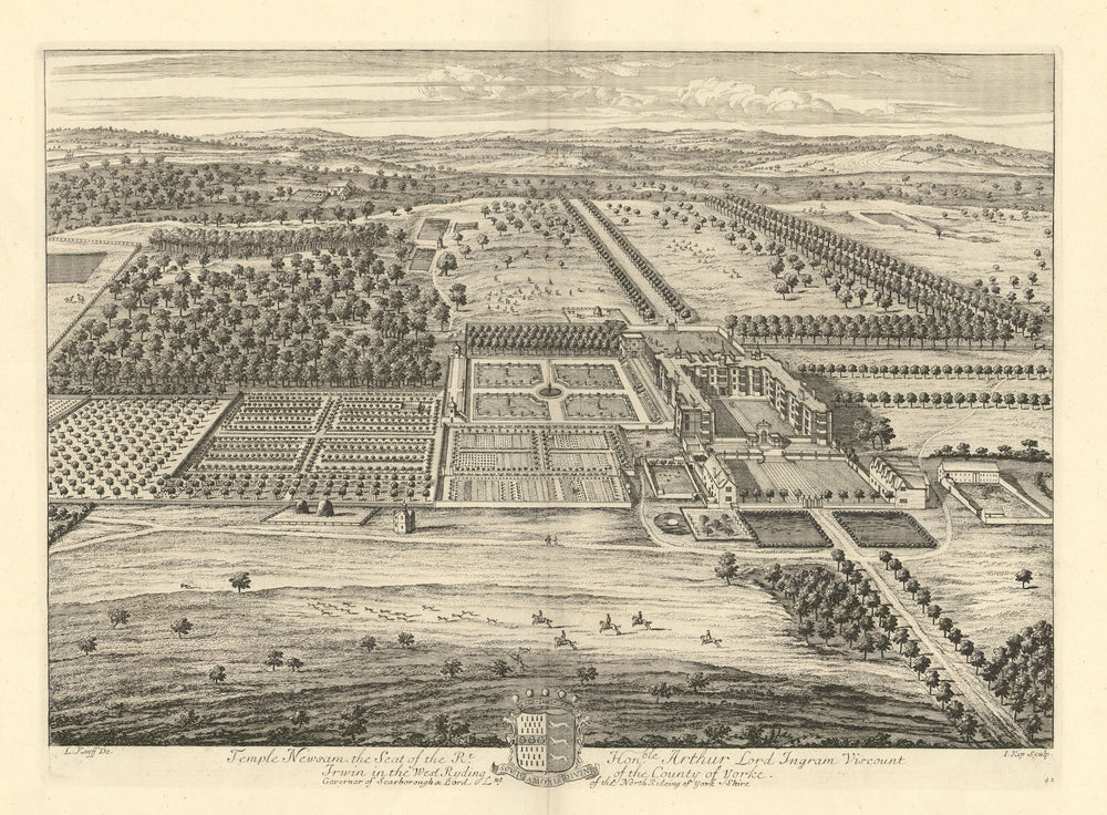 Temple Newsam House, Leeds by Kip & Knyff. Yorkshire. Lord Ingram 1709 print