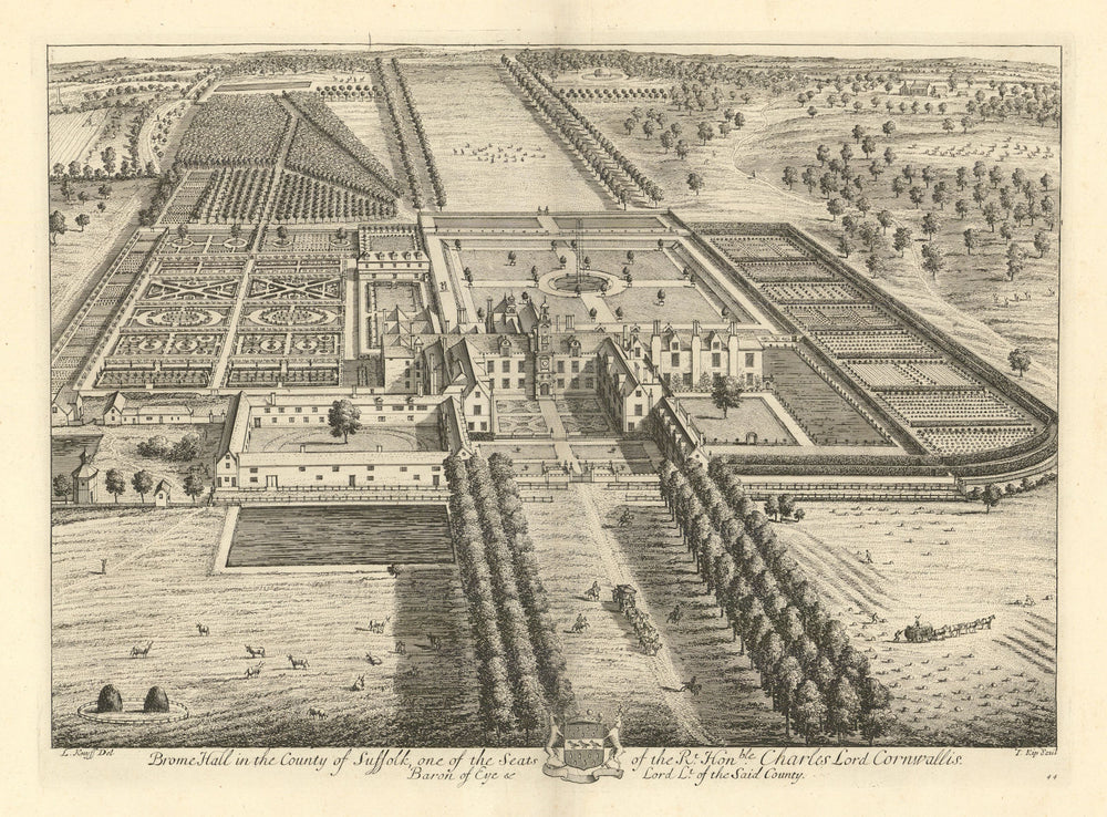"Brome Hall in the County of Suffolk" by Kip & Knyff. Lord Cornwallis 1709