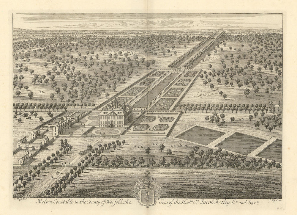 "Melton Constable [Hall] in the County of Norfolk" by Kip & Knyff 1709 print