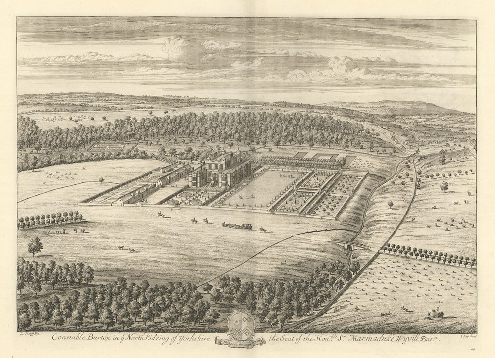 "Constable Burton [Hall] in ye North Rideing of Yorkshire" by Kip & Knyff 1709