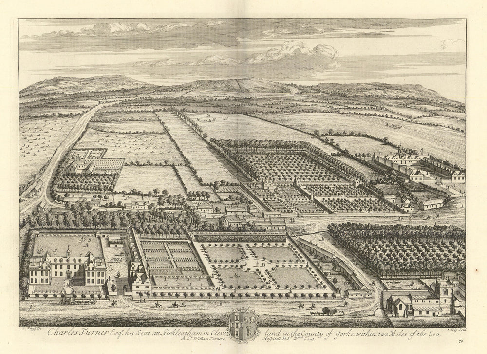 Kirkleatham Hall, Redcar, Yorkshire. "Charles Turner… his seat". Kip/Knyff 1709