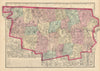 Franklin County, Massachusetts. WALLING & GRAY 1871 old antique map plan chart
