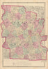 Worcester County, Massachusetts. WALLING & GRAY 1871 old antique map chart