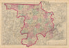 Middlesex County, Massachusetts. WALLING & GRAY 1871 old antique map chart