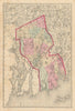 Bristol County, Massachusetts. WALLING & GRAY 1871 old antique map plan chart