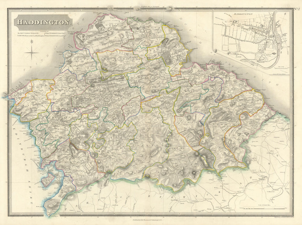 Haddingtonshire & town plan. East Lothian. Gullane Muirfield. THOMSON 1832 map