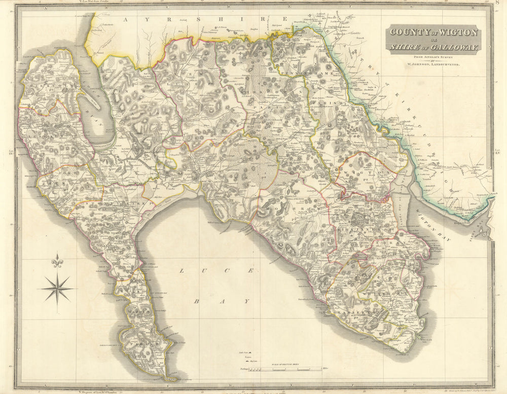 County of Wigton or Shire of Galloway. Wigtonshire Stranraer. THOMSON 1832 map