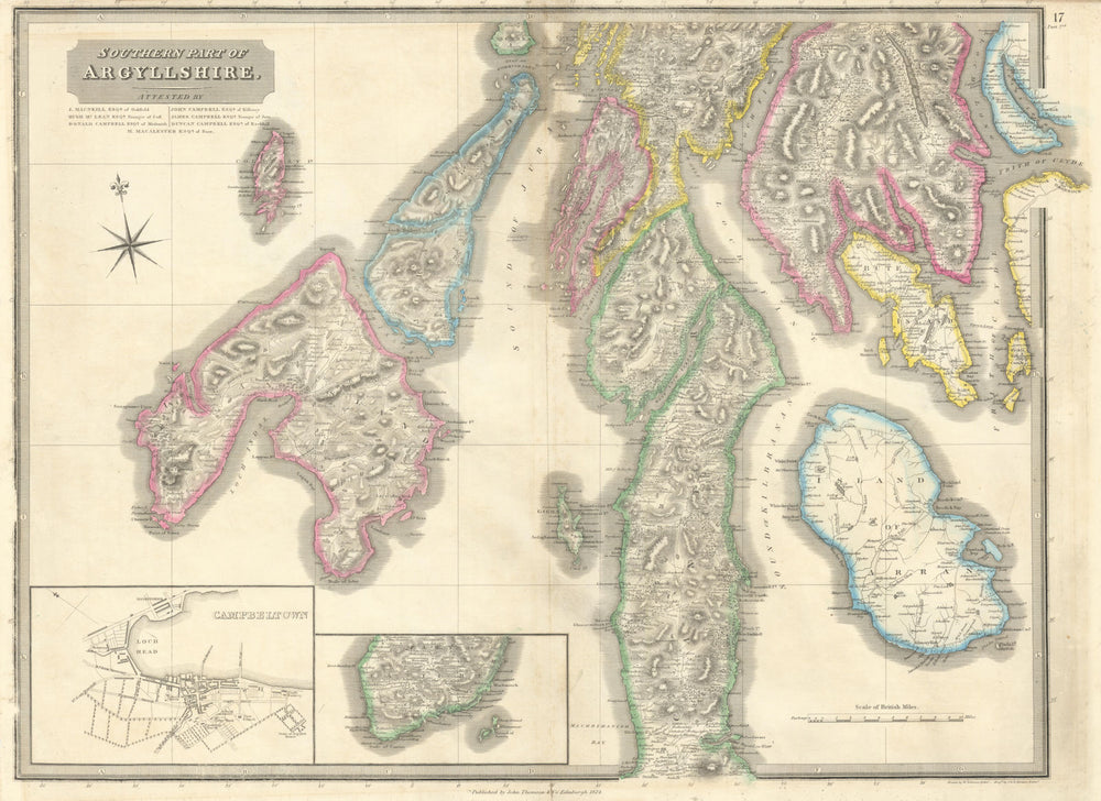 Argyllshire south Campbeltown Bute Lagavulin Islay Jura Kintyre THOMSON 1832 map