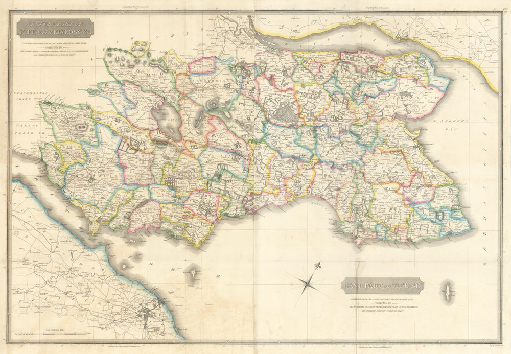 Fife & Kinross-shire. Dunfermline Kirkcaldy St Andrews Cupar. THOMSON 1832 map