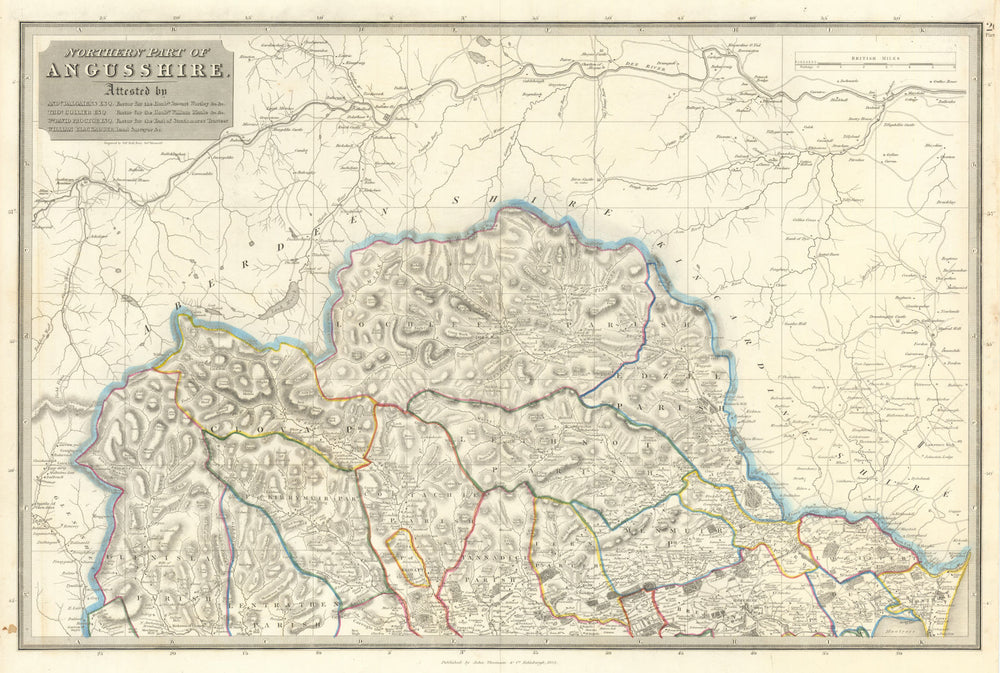 Northern part of Angusshire (Forfar). Montrose Brechin Edzell. THOMSON 1832 map